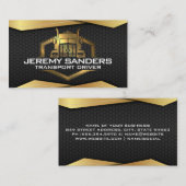 金ゴールドメタリックトラックロゴ | ブラックメタルジオメトリ 名刺 (正面/裏面)