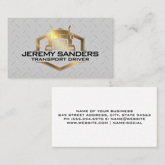 金ゴールドメタリックトラックロゴ |メタル縁ど 名刺 (正面/裏面)