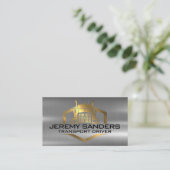 金ゴールドメタリックトラックロゴ | 工業用 名刺 (スタンド正面)