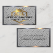 金ゴールドメタリックトラックロゴ |鋼の背景 名刺 (正面/裏面)