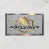 金ゴールドメタリックトラックロゴ |鋼の背景 名刺 (正面)