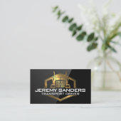 金ゴールドメタリックトラックロゴ |黒の光沢 名刺 (スタンド正面)