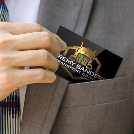 金ゴールドメタリックトラックロゴ |黒の光沢 名刺