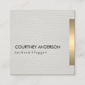 金ゴールドメタリックトリムホワイトレザー スクエア名刺 (正面)