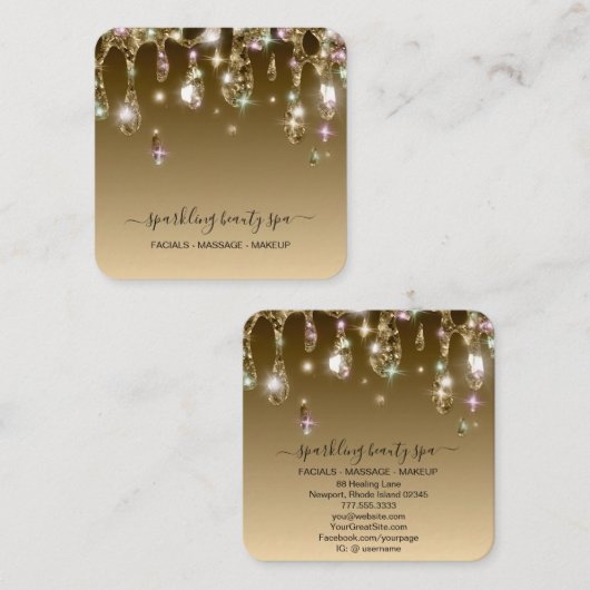 *～*金ゴールドメタリックドリップグリッターAP7 スクエア名刺 (正面/裏面)