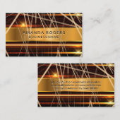 金ゴールドメタリックハイシャイン抽象芸術ライン 名刺 (正面/裏面)