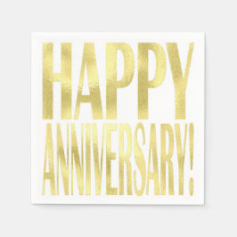 金ゴールドメタリックハッピーアニバーサリースタイリッシュズ スタンダードカクテルナプキン