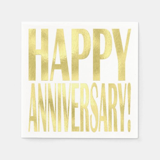 金ゴールドメタリックハッピーアニバーサリースタイリッシュズ スタンダードカクテルナプキン (正面)