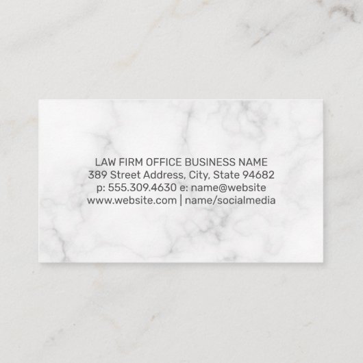 金ゴールドメタリックピラーとフェザーロゴ |法律 予約カード (裏面)