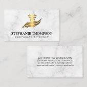 金ゴールドメタリックピラーとフェザーロゴ |法律 予約カード (正面/裏面)
