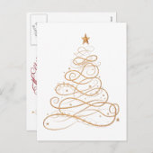 金ゴールドメタリックフィリークリスマスツリーミニマリスト シーズンポストカード (正面/裏面)