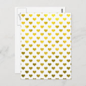 金ゴールドメタリックフェイクフォイルハートポークドットハート ポストカード (正面/裏面)
