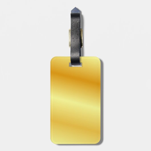 金ゴールドメタリックフェイクルックモノグラムグラマラス ラゲッジタグ (裏面縦)