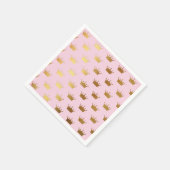 金ゴールドメタリックフォイルクラウンクラウン王室のピンク スタンダードカクテルナプキン (角)