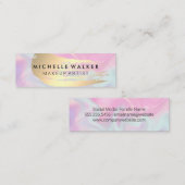 金ゴールドメタリックブラシストローク |パステルリキッドブレンド スキニー名刺 (正面/裏面)