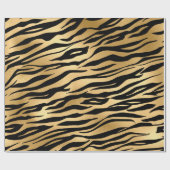 金ゴールドメタリックブラックタイガー動物の皮エレガント毛 ラッピングペーパー (フラット)