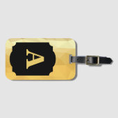 金ゴールドメタリックブラックラグジュアリーパーソナルモノグラム ラゲッジタグ (正面横)