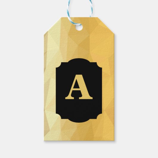 金ゴールドメタリックブラック書道パーソナルモノグラム ギフトタグ (正面)