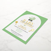 金ゴールドメタリックベビーシャワー箔招待状 箔招待状 (回転した状態)