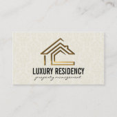 金ゴールドメタリックホーム | ダマスクパターン 名刺 (正面)