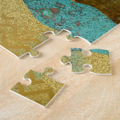 金ゴールドメタリックマウンテンビスタランドスケープ ジグソーパズル (側面)