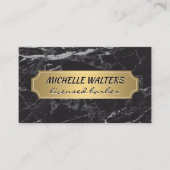 金ゴールドメタリックメッキバナー | 黒大理石 名刺 (正面)