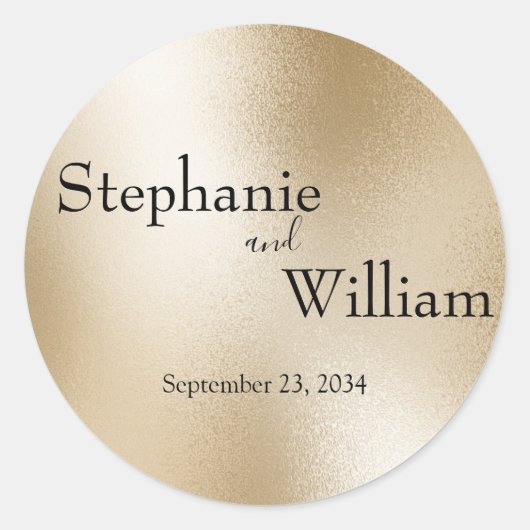 金ゴールドメタリックモダンエレガントなウェディングクラシックラウンド ラウンドシール (正面)