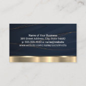 金ゴールドメタリックライン濃い青の背景 名刺 (裏面)