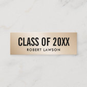金ゴールドメタリックラグジュアリークラス卒業ネームカード スキニー名刺 (正面)