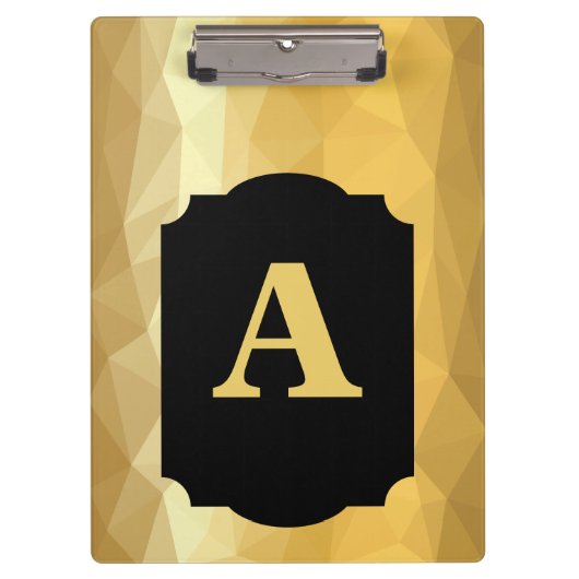 金ゴールドメタリックラグジュアリーブラックパーソナルモノグラム クリップボード (正面)