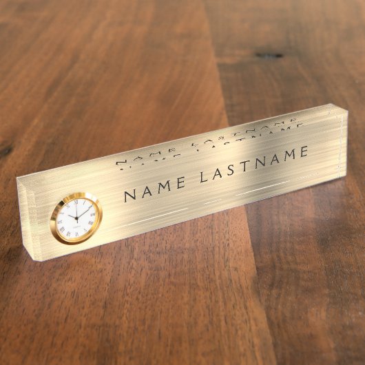 金ゴールドメタリックラグジュアリープロフェッショナルエグゼクティブ デスクネームプレート (側面)