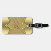 金ゴールドメタリックルックウィズダイヤモンドパターン2 ラゲッジタグ (正面横)