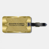 金ゴールドメタリックルックウィズダイヤモンドパターン2 ラゲッジタグ (裏面横)