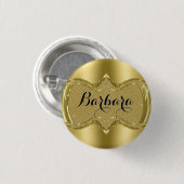 金ゴールドメタリックルックウィズダイヤモンドパターン3 缶バッジ (正面&裏面)