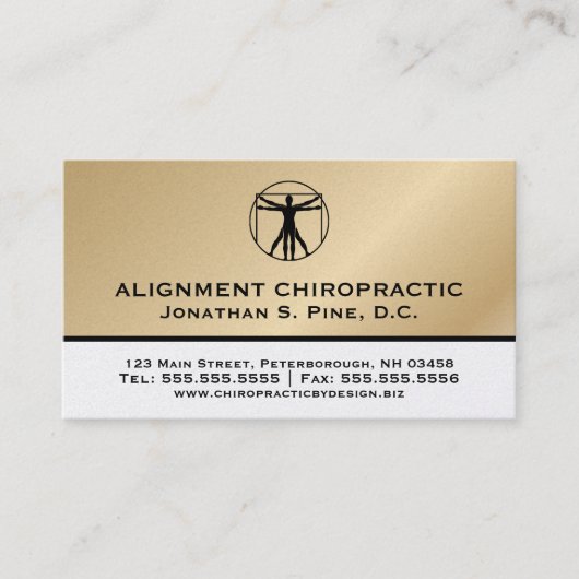 金ゴールドメタリックルックカイロプラクティック名刺 名刺 (正面)