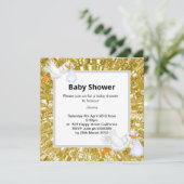 金ゴールドメタリックルックストークベビーシャワー招待状 招待状 (スタンド正面)