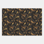 金ゴールドメタリックルックフラクタルデザイン ラッピングペーパーシート (正面3)