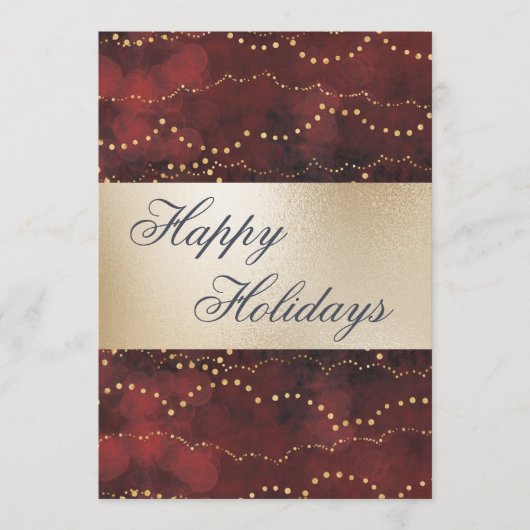 金ゴールドメタリックレッドエレガントハッピーホリデー シーズンカード (正面)