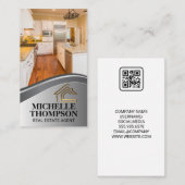 金ゴールドメタリック実在エステートロゴ | ホームキッチン 予約カード (正面/裏面)