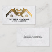 金ゴールドメタリック実在エステートロゴ | 大理石 名刺 (正面/裏面)