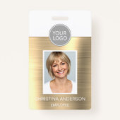 金ゴールドメタリック従業員名ロゴの写真企業の バッジ (正面)