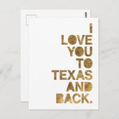 金ゴールドメタリック愛テキサス州とバックハガキ ポストカード (正面/裏面)