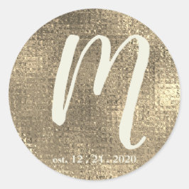 金ゴールドメタリック結婚ズモノグラム封筒用シール ラウンドシール