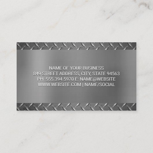 金ゴールドメタリック自動ロゴ |鋼の背景 名刺 (裏面)