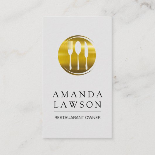 金ゴールドメタリック銀器ロゴ 予約カード (正面)