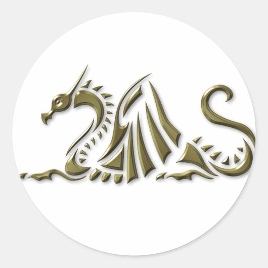 金ゴールドメタリック・ドラゴン ラウンドシール (正面)