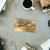 金ゴールドメタリックqrコードロゴ従業員の写真 名刺