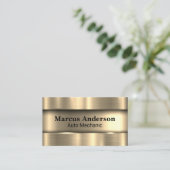 金ゴールドメタルのブラシ付き背景 名刺 (スタンド正面)