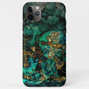 金ゴールドメタルグリッターオンダークエメラルドマーブル iPhone 11 PRO MAXケース