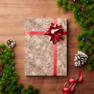 金ゴールドメタルグリッターシャイニーホリデークリスマス ラッピングペーパー